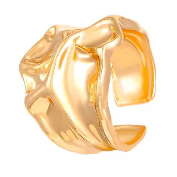 Women's Open Ring Set Alloy Geometric Pattern Electroplating Irregular Pleated Texture Fashionable Cool Style