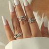 Women's Open Ring Set Alloy Geometric Pattern Electroplating Irregular Pleated Texture Fashionable Cool Style