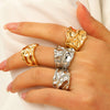 Women's Open Ring Set Alloy Geometric Pattern Electroplating Irregular Pleated Texture Fashionable Cool Style