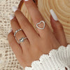 Women's Open Ring Set Alloy Geometric Pattern Electroplating Irregular Pleated Texture Fashionable Cool Style