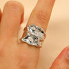 Women's Open Ring Set Alloy Geometric Pattern Electroplating Irregular Pleated Texture Fashionable Cool Style