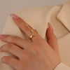 Women's Open Ring Set Alloy Geometric Pattern Electroplating Irregular Pleated Texture Fashionable Cool Style