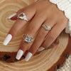Women's Open Ring Set Alloy Geometric Pattern Electroplating Irregular Pleated Texture Fashionable Cool Style