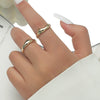 Women's Open Ring Set Alloy Geometric Pattern Electroplating Irregular Pleated Texture Fashionable Cool Style