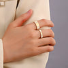 Women's Open Ring Set Alloy Geometric Pattern Electroplating Irregular Pleated Texture Fashionable Cool Style