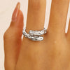 Women's Open Ring Set Alloy Geometric Pattern Electroplating Irregular Pleated Texture Fashionable Cool Style