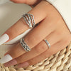 Women's Open Ring Set Alloy Geometric Pattern Electroplating Irregular Pleated Texture Fashionable Cool Style