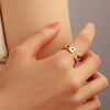 Women's Open Ring Set Alloy Geometric Pattern Electroplating Irregular Pleated Texture Fashionable Cool Style