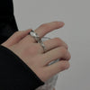 Women's Open Ring Set Alloy Geometric Pattern Electroplating Irregular Pleated Texture Fashionable Cool Style