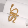 Women's Open Snake Ring In Gold Plated Stainless Steel With Simple Animal Pattern And Unique Exaggerated Design