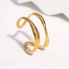 Women's Open Stainless Steel Ring With Electroplated Geometric Line Design Simple Minimalist Adjustable Jewelry