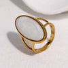 Women's Open Stainless Steel Ring With Electroplated Vintage Geometric Oval Design
