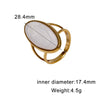 Women's Open Stainless Steel Ring With Electroplated Vintage Geometric Oval Design