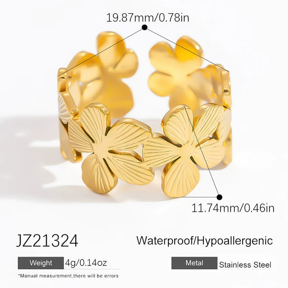 Women's Open Stainless Steel Ring With Geometric Design And Electroplating