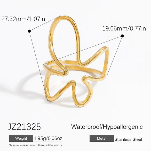 Women's Open Stainless Steel Ring With Geometric Design And Electroplating