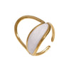 Women's Open Stainless Steel Ring With Vintage Oil Drip Geometric Design And 18K Gold Electroplated Non Fading Finish