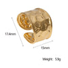 Women's Open Stainless Steel Ring With Water Ripple Light Luxury Style Electroplated