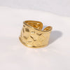 Women's Open Stainless Steel Ring With Water Ripple Light Luxury Style Electroplated