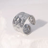 Women's Open Stainless Steel Ring With Water Ripple Light Luxury Style Electroplated