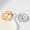 Women's Opening Adjustable Stainless Steel Ring With Geometric Design And Electroplating Treatment