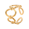 Women's Opening Adjustable Stainless Steel Ring With Geometric Design And Electroplating Treatment