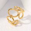 Women's Opening Adjustable Stainless Steel Ring With Geometric Design And Electroplating Treatment