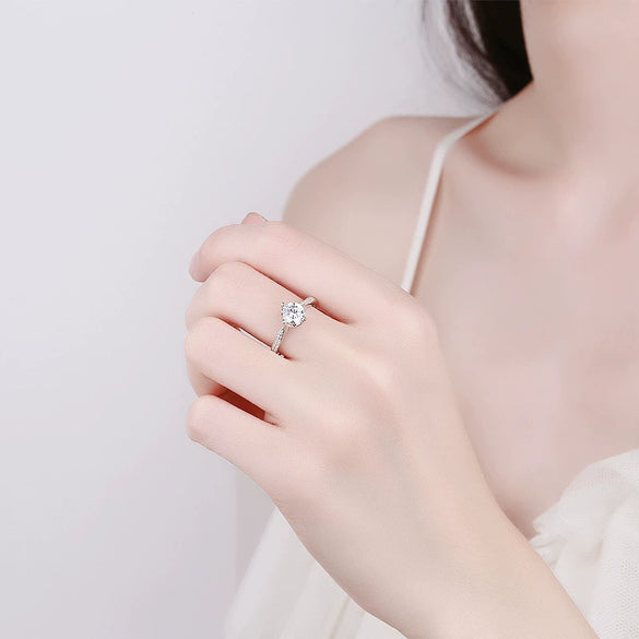 Women's Opening Moissanite Ring S925 Sterling Silver Geometric Electroplated