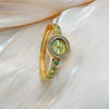 Women's Openwork Maple Leaf Enamel Bracelet Quartz Watch With Gemstone And Diamond Inlay And Buckle Closure