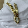Women's Oval Alloy Bracelet Watch With Diamondencrusted Antique And Fashion Style