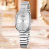 Women's Oval Alloy Case Titanium Alloy Strap Quartz Watch