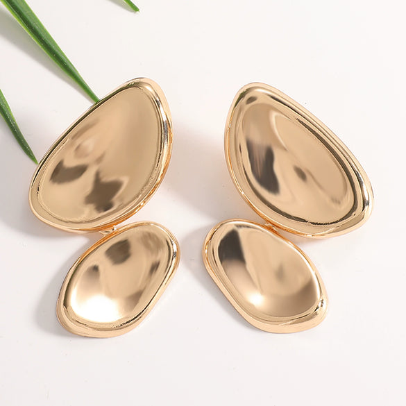 Women's Oval Geometric Earrings With Electroplated Finish And Stainless Steel Ear Pins Elegant Fashion Jewelry Wholesale