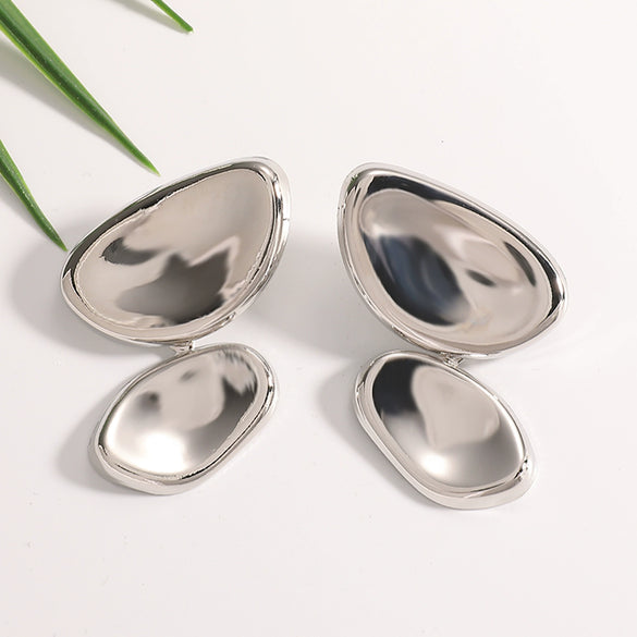 Women's Oval Geometric Earrings With Electroplated Finish And Stainless Steel Ear Pins Elegant Fashion Jewelry Wholesale