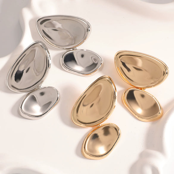 Women's Oval Geometric Earrings With Electroplated Finish And Stainless Steel Ear Pins Elegant Fashion Jewelry Wholesale