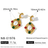 Women's Oval Geometric Stainless Steel Earrings With Zircon Pearl And Tiger Eye Stone Design 18K Vacuum Plated Finish