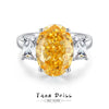 Women's Oval Goose Yellow Ring S925 Sterling Silver With Pigeon Egg Ice Flower Zircon And Imported High Carbon Diamond
