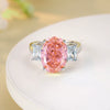 Women's Oval Goose Yellow Ring S925 Sterling Silver With Pigeon Egg Ice Flower Zircon And Imported High Carbon Diamond