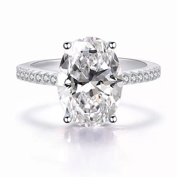 Women's Oval Platinum Plated Alloy Zircon Ring Geometric Engagement Hand Jewelry