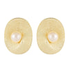 Women's Oval Spiral Texture Pearl Stud Earrings Geometric Copper Design With Ecofriendly Electroplated Finish