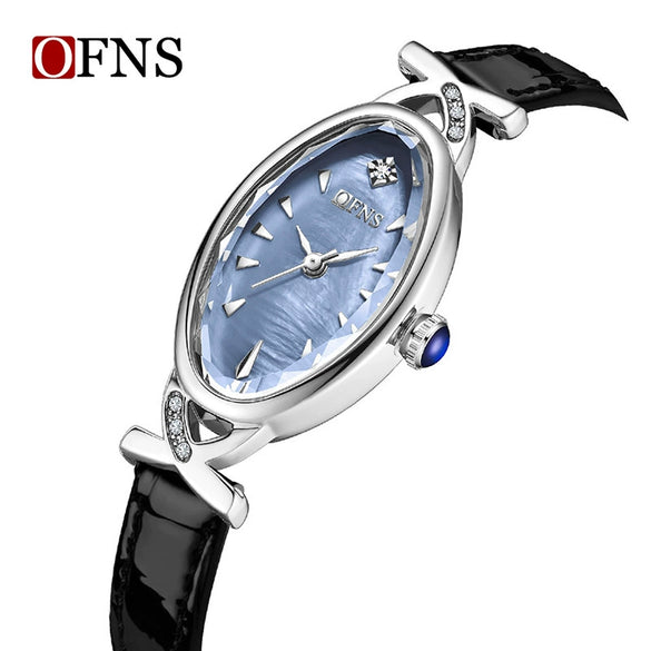 Women's Oval Waterproof Quartz Watch With Motherofpearl Plate And Belt Made Of Alloy Zinc Alloy Stainless Steel And Belt Materials
