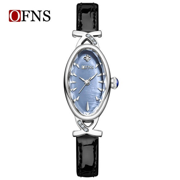 Women's Oval Waterproof Quartz Watch With Motherofpearl Plate And Belt Made Of Alloy Zinc Alloy Stainless Steel And Belt Materials