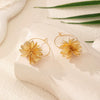 Women's Oversized Floral Metal Statement Earrings With Gold Tone Finish Fashionable Simple And Versatile Flower Design