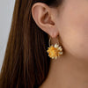 Women's Oversized Floral Metal Statement Earrings With Gold Tone Finish Fashionable Simple And Versatile Flower Design