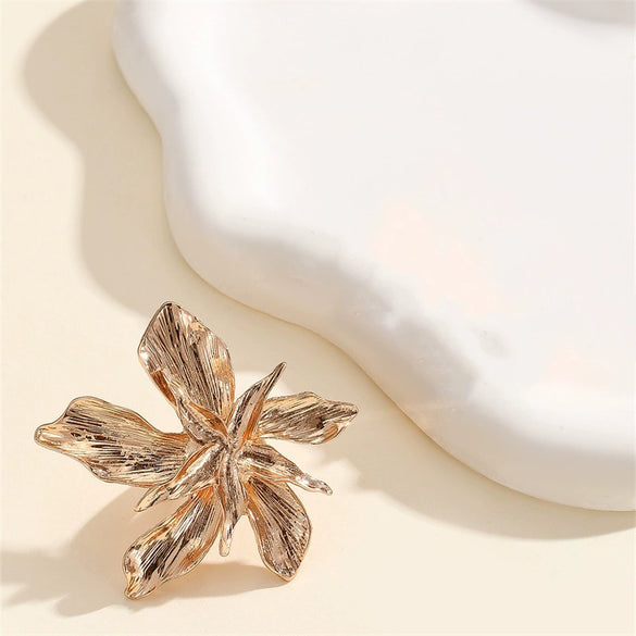 Women's Oversized Flower Hoop Earrings Set Electroplated Zinc Alloy With Stainless Steel Ear Posts And Floral Statement Style