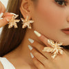 Women's Oversized Flower Hoop Earrings Set Electroplated Zinc Alloy With Stainless Steel Ear Posts And Floral Statement Style