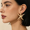 Women's Oversized Starfish Statement Earrings In Electroplated Zinc Alloy With A Shiny Retro Metallic Finish And Stainless Steel Posts