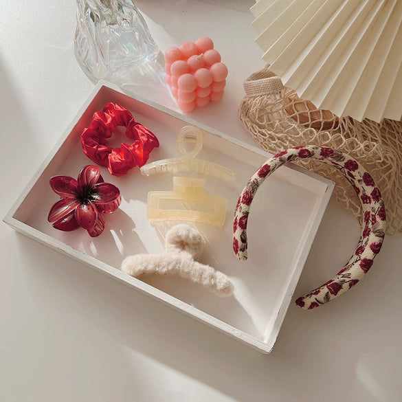 Women's Pastoral Romantic Handmade Plastic Resin Hair Accessories Hairband And Grab Clip