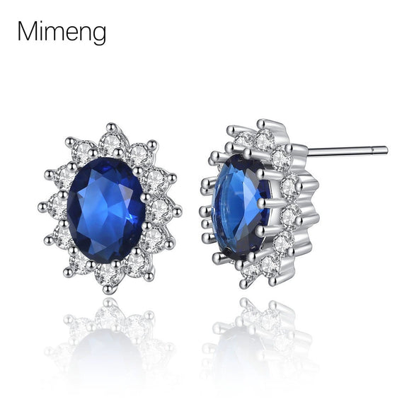 Women's Pastoral Style Copper Electroplated Heart Earrings With Blue Gemstone Sunflower Design Elegant Fashion Jewelry