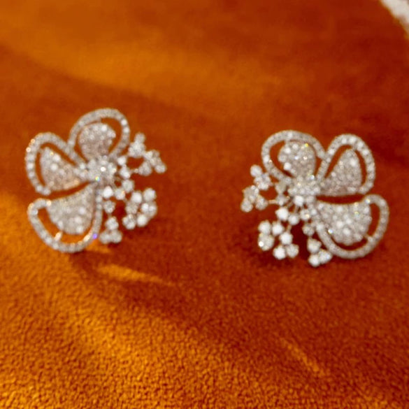 Women's Pastoral Style Flower Earrings Copper With Micro Inlaid Zirconia
