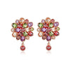 Women's Pastoral Style Flower Earrings With Zircon Inlay Colorful Floral Bridal Earrings