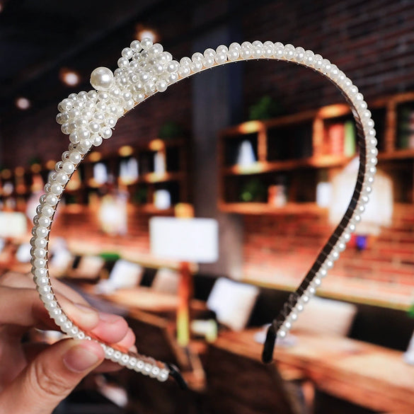 Women's Pearl Beaded Braided Hair Band Elegant Simple Versatile Headwear Accessory